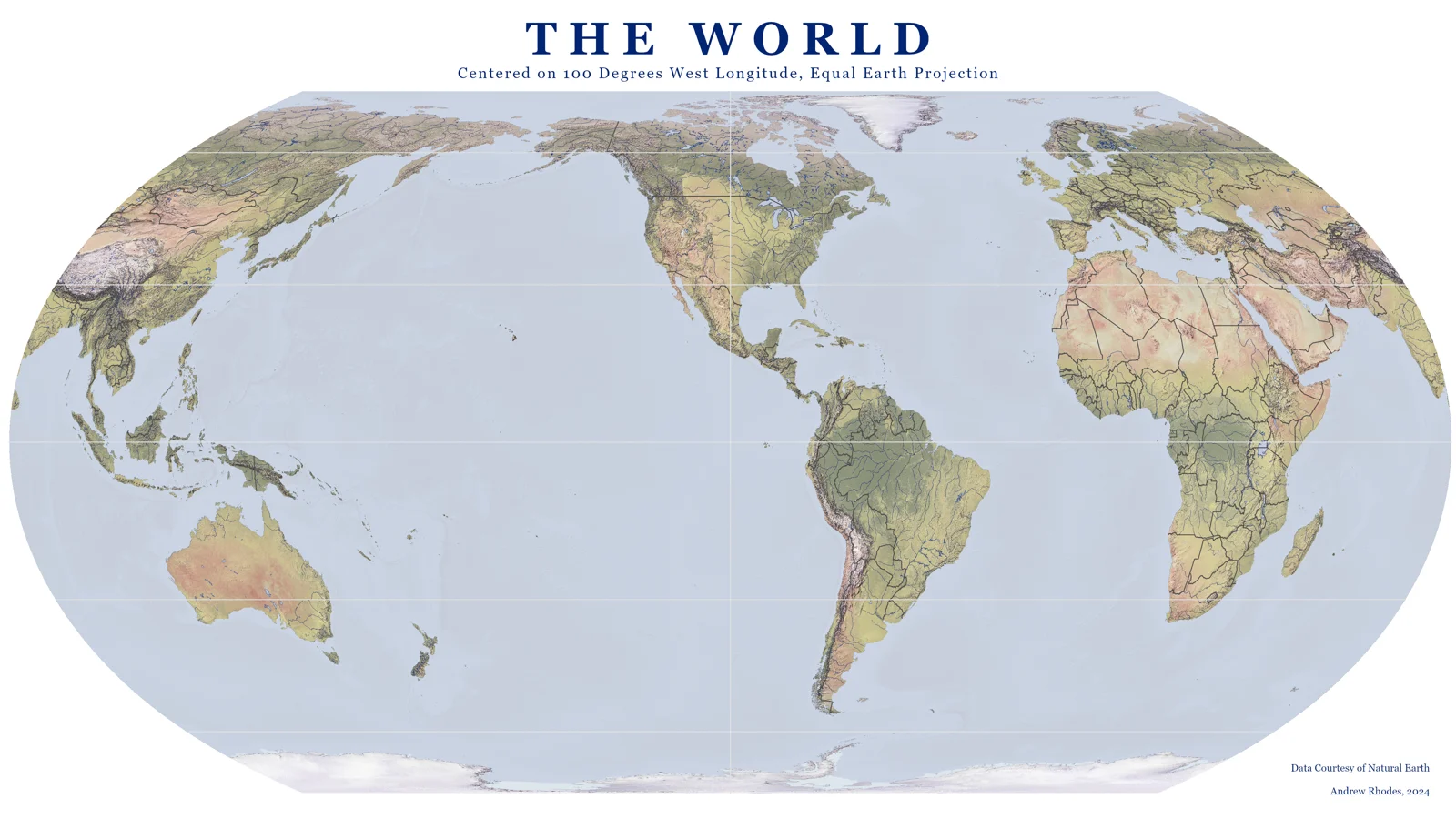 World relief map centered on the Americas, showing terrain shading and rivers.