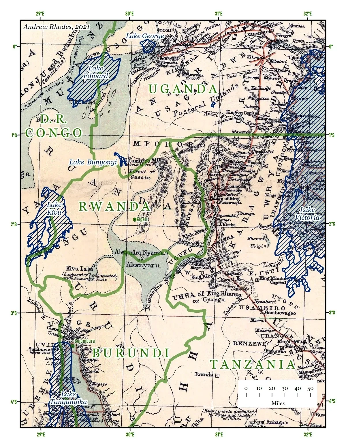 Africa, Stanley, Lake Alexandra, overlay