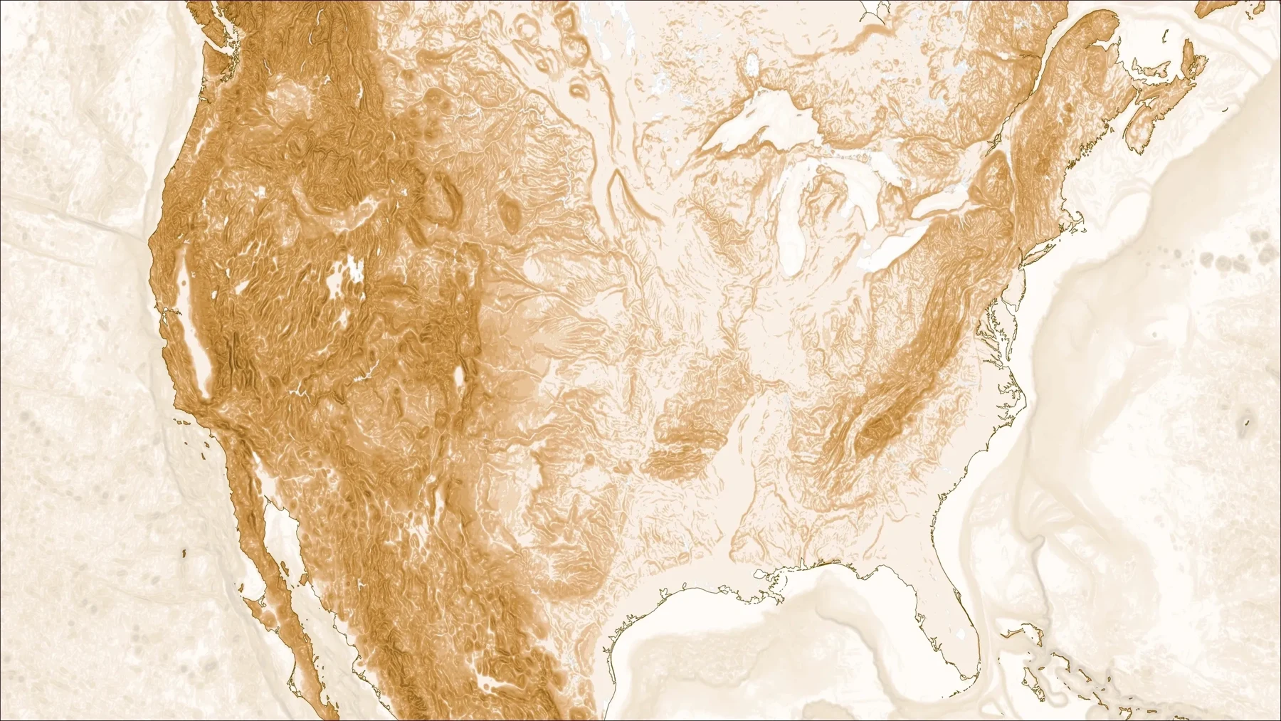 Monochrome topographic map of North America