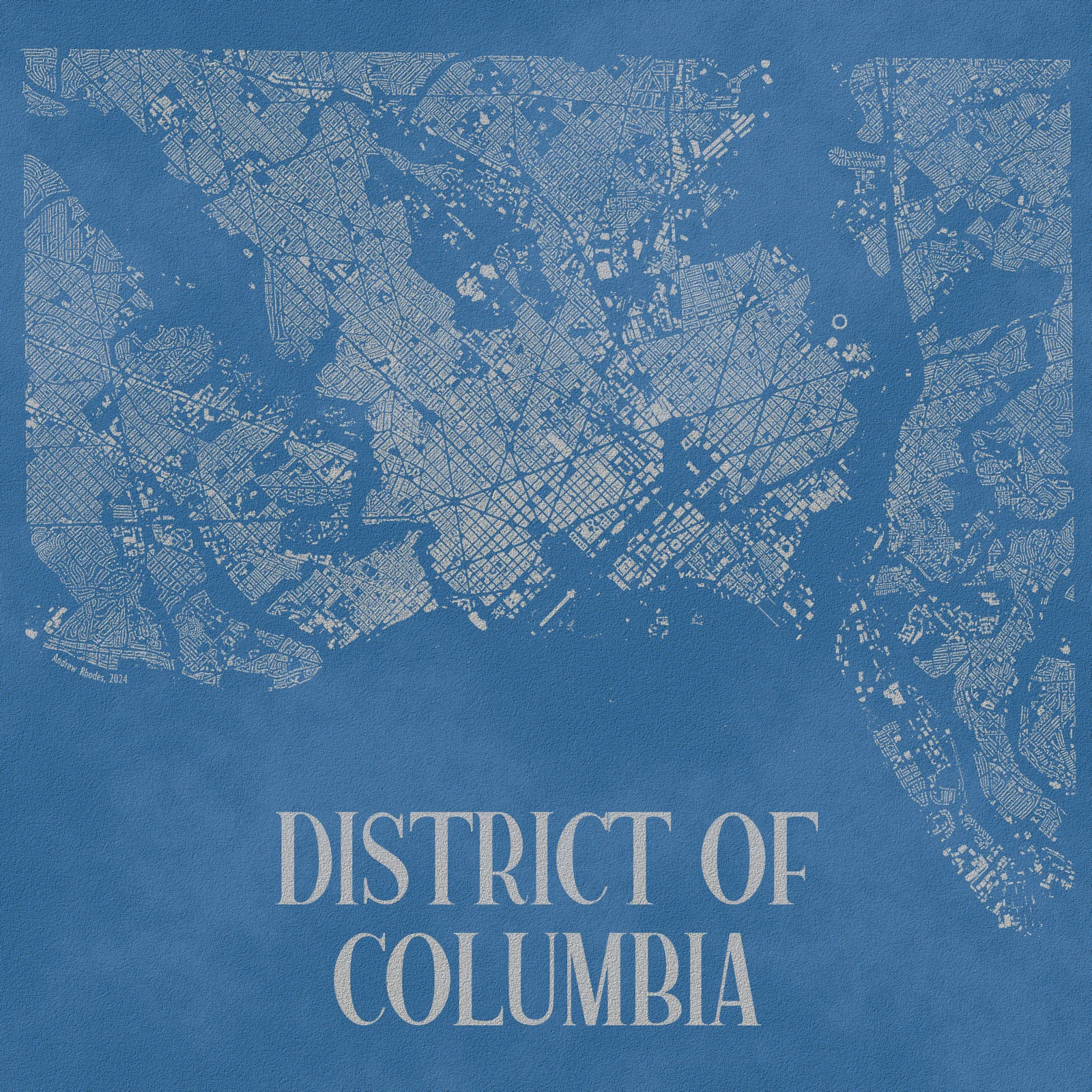 Cyanotype of Washington, DC street network