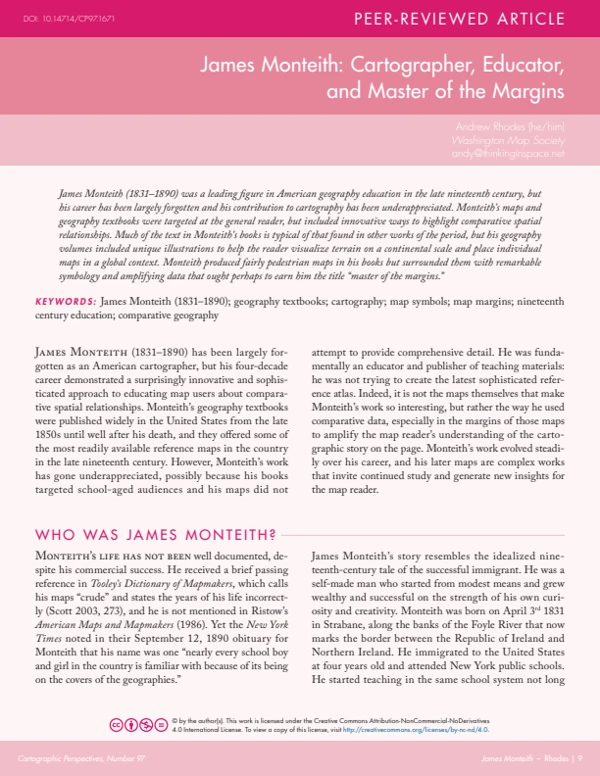 First page of James Monteith: Cartographer, Educator, and Master of the Margins.