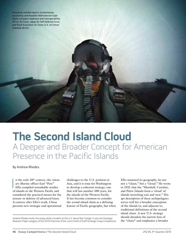First page of The Second Island Cloud: A Deeper and Broader Concept for American Presence in the Pacific Islands,